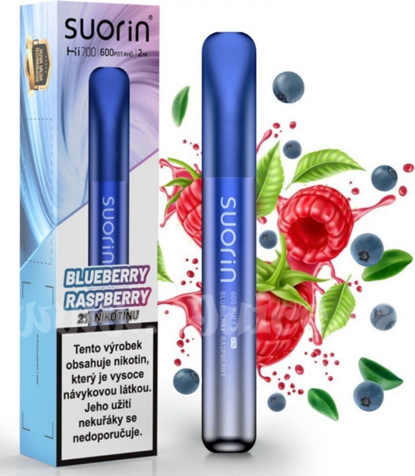 BLUEBERRY RASPBERRY 20mg/ml Nick Salt - Suorin Bar Hi700 - jednorázová e-cigareta