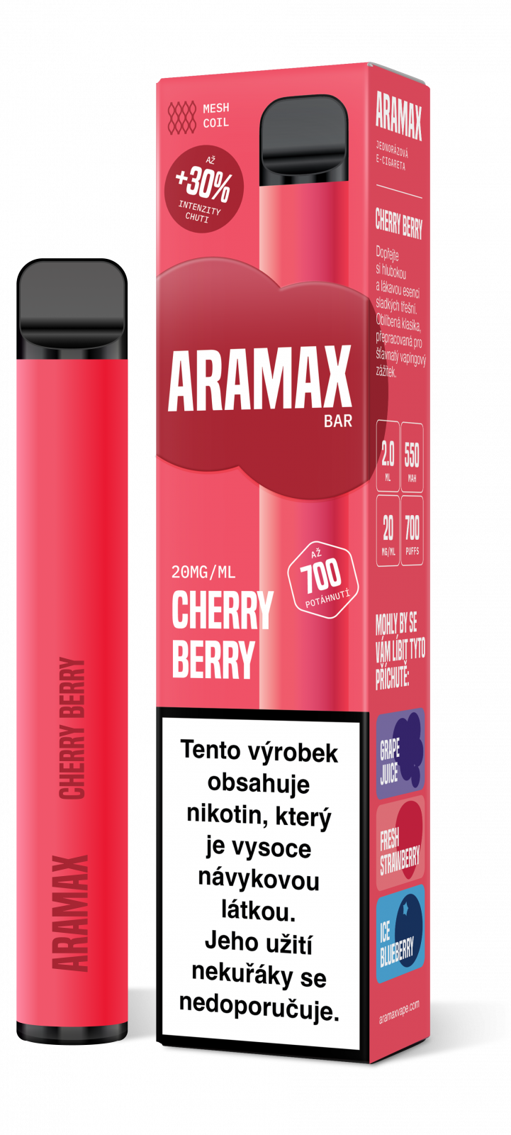 CHERRY BERRY 20mg/ml - Aramax Bar 700 - jednorázová e-cigareta
