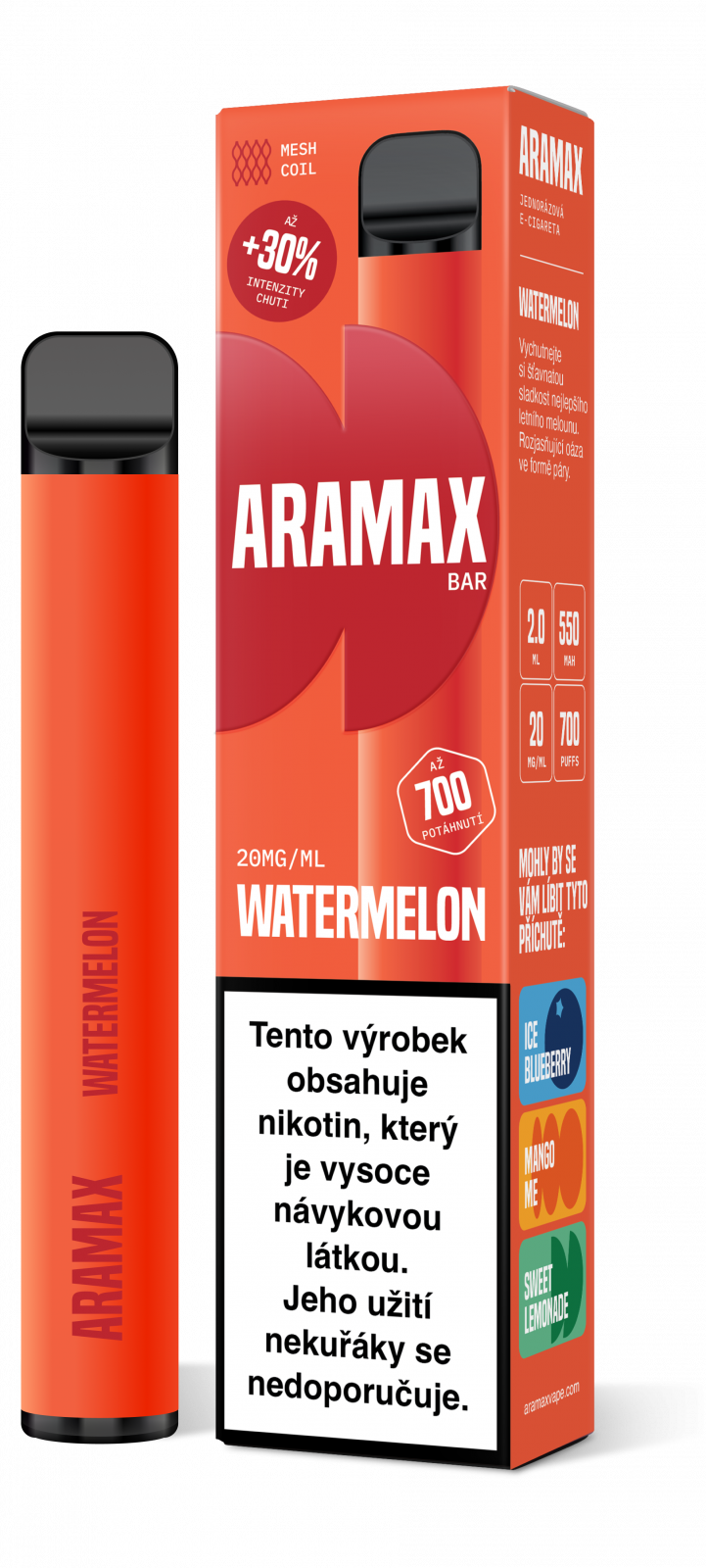WATERMELON 20mg/ml - Aramax Bar 700 - jednorázová e-cigareta